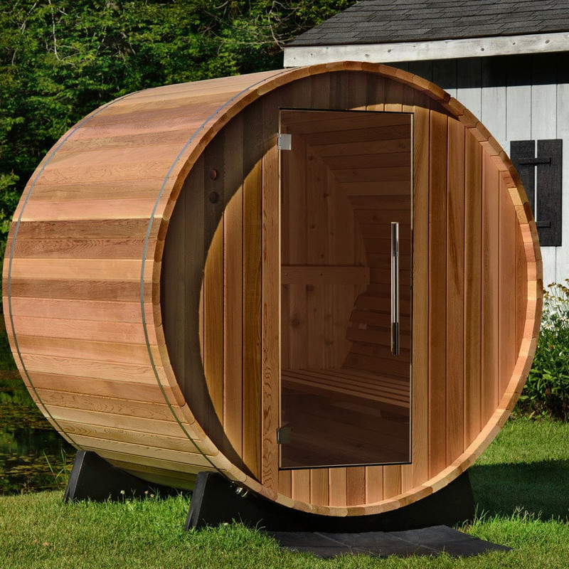 Watoga Electric Barrel Sauna in Clear Cedar
